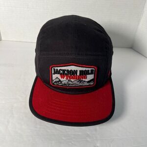 Zephyr Jackson Hole Wyoming 5-Panel Camper Hat Black Red Snapback